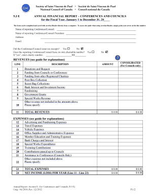 Annual Financial Report for Conferences and Councils