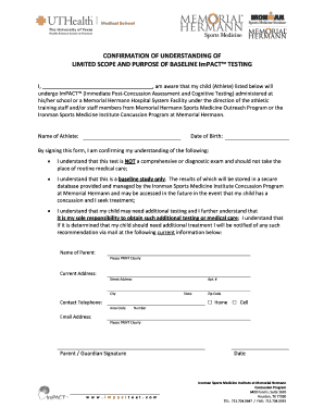 ImPACT Concussion Baseline Test Consent Form