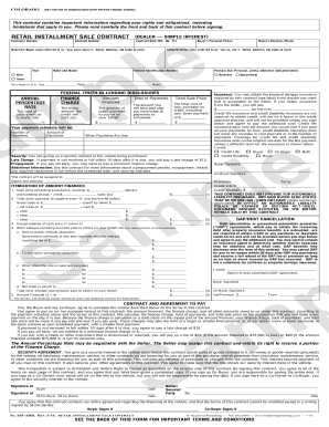 Colorado Retail Installment Sale Contract
