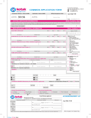 Kotak Mahindra Mutual Fund Application Form