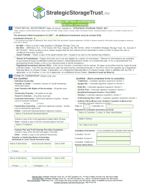 Strategic Storage Trust Subscription Agreement