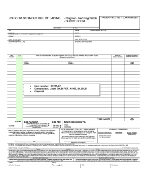 Uniform Straight Bill of Lading