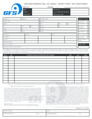 Uniform Straight Bill of Lading - Short Form