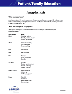 Anaphylaxis Action Plan