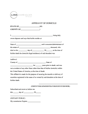 Affidavit of Domicile