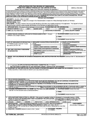 Application for Review of Military Discharge