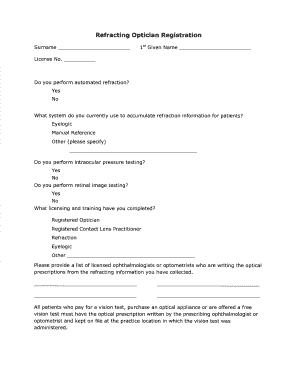 Refracting Optician Registration