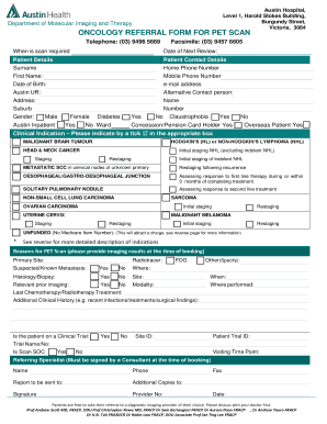 Oncology Referral Form for PET Scan
