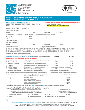 ASUM Half-Year Membership Application Form