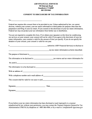 Consent to Disclosure of Tax Information