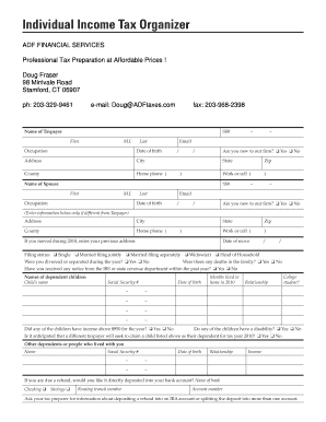 US Individual Income Tax Organizer