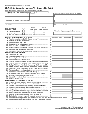 Michigan Amended Income Tax Return MI-1040X