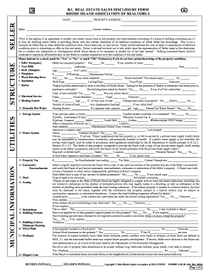 Rhode Island Real Estate Sales Disclosure Form