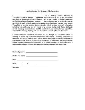 Authorization for Release of Information