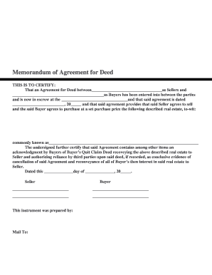 Memorandum of Agreement for Deed