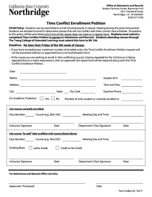Time Conflict Enrollment Petition