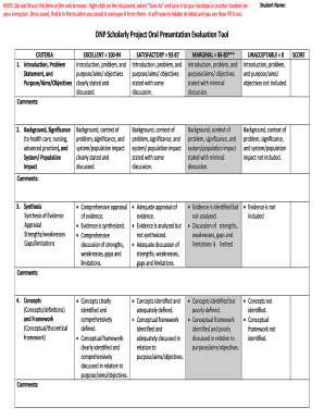 Oral presentation template - DNP Scholarly Project Oral Presentation Evaluation Tool - nursing vanderbilt