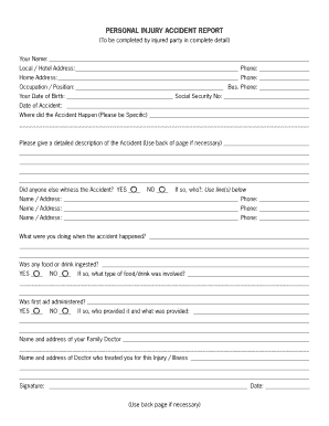 Personal Injury Accident Report