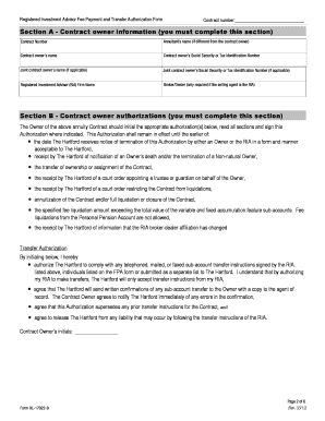 Registered Investment Advisor Fee Payment and Transfer Authorization Form