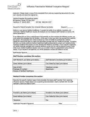 Influenza Vaccination Medical Exemption Request