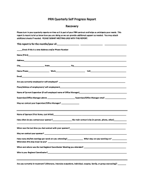 PRN Quarterly Self Progress Report