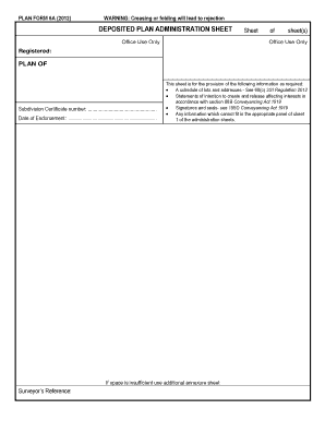 Plan Form 6A Deposited Plan Administration Sheet