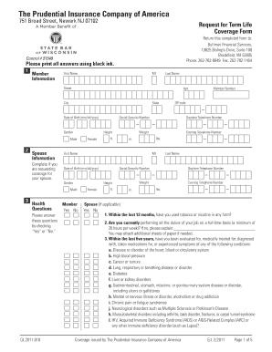 Request for Term Life Coverage Form
