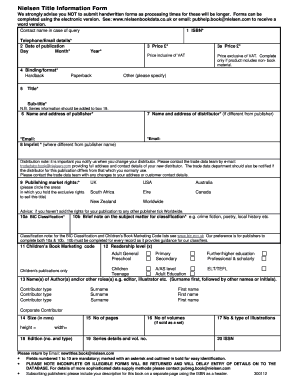 Nielsen Title Information Form