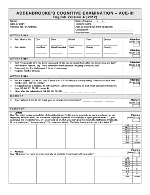 Addenbrooke s Cognitive Examination ACE R Fill Out Sign Share 