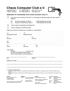 Anmeldung zum Chaos Computer Club e.V.