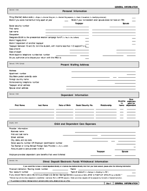 US Federal Tax Return Form 1040