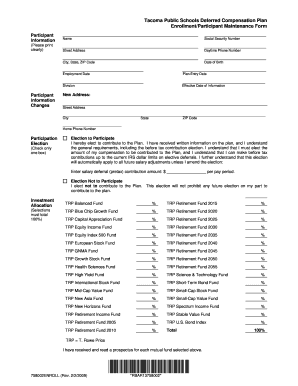 Tacoma Public Schools Deferred Compensation Plan Enrollment Form