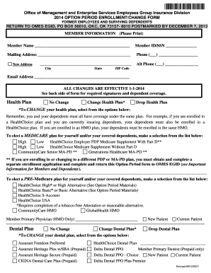 2014 Option Period Enrollment/Change Form