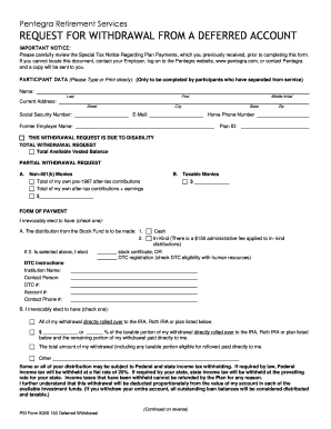 Pentegra Retirement Withdrawal Request Form