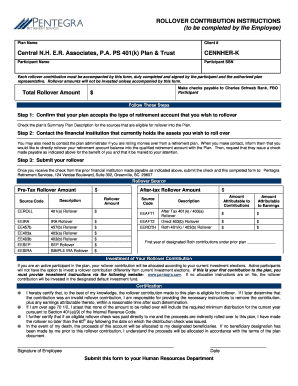 Rollover Contribution Instructions