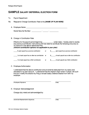 Pentegra 401(k) Salary Deferral Election Form