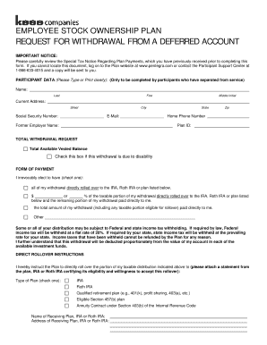 Employee Stock Ownership Plan Withdrawal Request