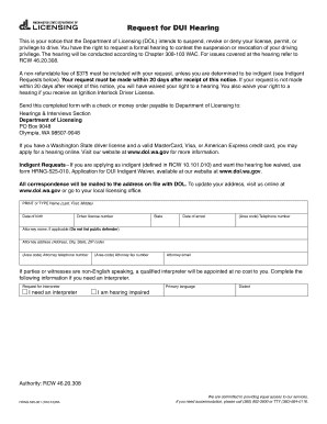 Request for DUI Hearing