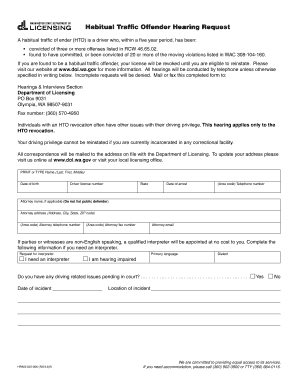 Habitual Traffic Offender Hearing Request