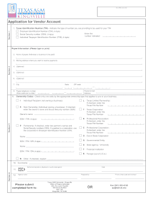 Application for Vendor Account