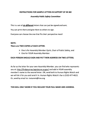 Sample Letters in Support of SB 382