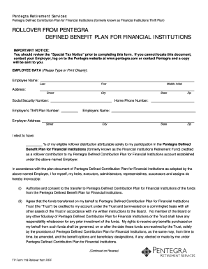 Pentegra Defined Contribution Plan Rollover Form
