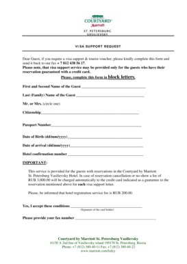 Visa Support Request Form