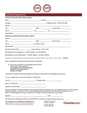 Certification Renewal Form