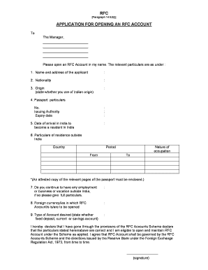 RFC Account Opening Application