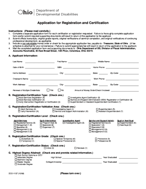 Ohio DDD-1137 Registration and Certification Application