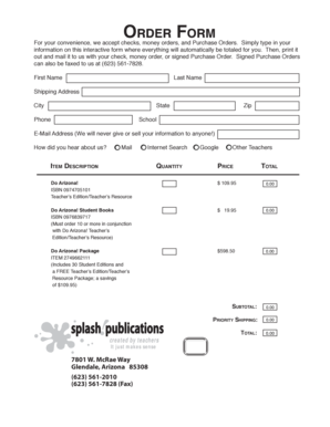 Arizona Education Order Form