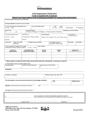 CCS Employment Verification Form