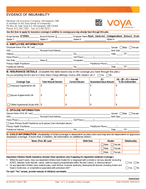 Evidence of Insurability Form