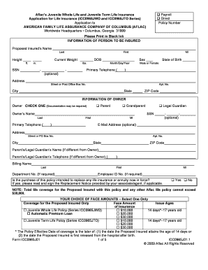 Aflac Juvenile Life Insurance Application